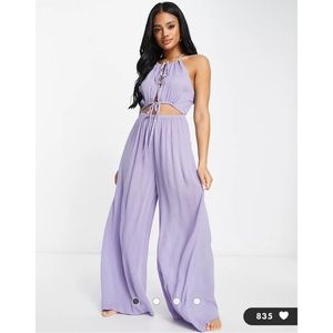 Lilac Cutout Beach Jumpsuit